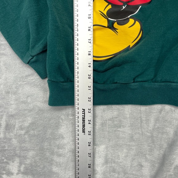 Disney Mickey & Co. Sweatshirt Womens Small Green Mickey Mouse Graphic Crew Neck - Picture 3 of 6
